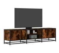 vidaXL Meuble TV chêne fumé 160x35x41 cm bois d'ingénierie et métal, banc TV, meuble hifi, centre de divertissement, buffet 848846
