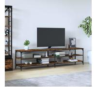 vidaXL Meuble TV chêne fumé 200x30x50 cm bois d'ingénierie et métal 826761