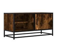 vidaXL Meuble TV chêne fumé 80x34,5x40 cm bois d'ingénierie et métal, banc TV, meuble hifi, centre de divertissement, buffet 848821 Marron G