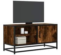 vidaXL Meuble TV chêne fumé 80x34,5x40 cm bois d'ingénierie et métal, banc TV, meuble hifi, centre de divertissement, buffet 848821 Marron G