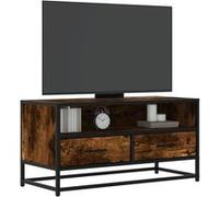 vidaXL Meuble TV chêne fumé 80x34,5x40 cm bois d'ingénierie et métal, banc TV, meuble hifi, centre de divertissement, buffet 848811 Marron G