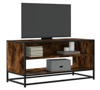 Vidaxl Meuble Tv Chêne Fumé 91x40x46 Cm Bois D'ingénierie Et Métal Multicolore
