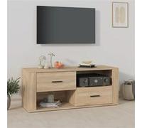 vidaXL Meuble TV Chêne sonoma 100x35x40 cm Bois d'ingénierie, support TV, armoire média, armoire hifi, unité TV, meuble multimédia, meuble latéral 823102 Marron G
