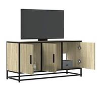 vidaXL Meuble TV chêne sonoma 100x35x50 cm bois d'ingénierie et métal, banc TV, meuble hifi, centre de divertissement, 848830 Marron G