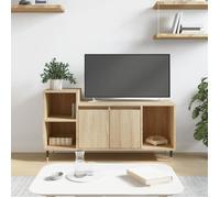 vidaXL Meuble TV Chêne Sonoma 100x35x55 cm – 5 compartiments, portes, bois d'ingénierie