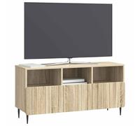 vidaXL Meuble TV Chêne Sonoma 102 x 34,5 x 50 cm Bois d'ingénierie, Meuble TV rectangulaire Tendance pour Salon, Espace de Rangement Multi-Usage, Meuble Contemporain
