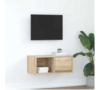 vidaXL Meuble TV Sonoma chêne 60×31×25,5 cm – Bois d'ingénierie, Meuble HiFi