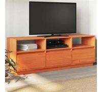 vidaXL Meuble TV cire marron 140x37x50 cm bois pin massif