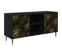 vidaXL Meuble TV ELBURG 102 x 33 x 51 cm Chêne Noir Bois d'ingénierie, Meuble TV rectangulaire Moderne, Rangement spacieux, unité média stylée, lowboard Pratique pour intérieur