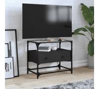 vidaXL Meuble TV et dessus en verre noir 60x35x51 cm bois d'ingénierie