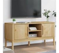 vidaXL Meuble TV FLORO cire marron 114x43x55 cm bois massif de pin, banc TV, meuble hifi, centre de divertissement, buffet 374014 Marron G