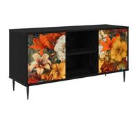 vidaXL Meuble TV GENNEP 102 x 33 x 51 cm Chêne Noir Bois d'ingénierie, Meuble TV rectangulaire Moderne, Rangement spacieux, unité média stylée, lowboard Pratique pour intérieur