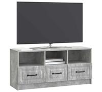vidaXL Meuble TV Gris béton 102 x 34,5 x 47 cm Bois d'ingénierie, Salon Moderne, Meuble Bas rectangulaire, Rangement spacieux, Support média avec poignées en métal