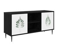 vidaXL Meuble TV HANAU 102 x 33 x 51 cm Chêne Noir Bois d'ingénierie, Meuble TV rectangulaire Moderne, Rangement spacieux, unité média stylée, lowboard Pratique pour intérieur