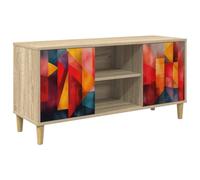vidaXL Meuble TV HEESCH 102 x 33 x 50 cm Sonoma Bois d'ingénierie, Meuble TV rectangulaire Moderne, Rangement spacieux, Console élégante, Organisation intérieure, Entretien Facile