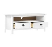 vidaXL Meuble TV Hill Range Blanc 110x40x47 cm Bois de pin solide