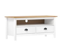 vidaXL Meuble TV Hill Range Blanc 110x40x47 cm Bois de pin Solide
