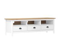 vidaXL Meuble TV Hill Range Blanc 158x40x47 cm Bois de pin Solide