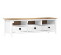 vidaXL Meuble TV Hill Range Blanc 158 x 40 x 47 cm Bois de pin solide