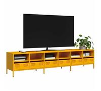 vidaXL Meuble TV jaune moutarde 202x39x43,5 cm acier laminé à froid