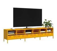 vidaXL Meuble TV jaune moutarde 202x39x43,5 cm acier laminé à froid