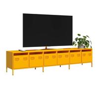 vidaXL – Meuble TV – Jaune moutarde 202×39×43,5 cm – Acier laminé à froid
