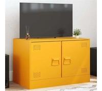 vidaXL Meuble TV jaune moutarde 67x39x44 cm acier, banc TV, meuble télé, meuble multimédia, buffet TV, meuble hifi, centre 841637 Jaune G