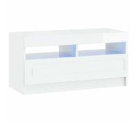 vidaXL Meuble TV LED Blanc brillant Bois d'ingénierie 897879