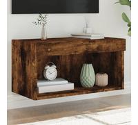 vidaXL Meuble TV avec Lumières LED, Armoire de Télévision Murale avec Rangement, Meuble Télé Suspendu Salon, Moderne, Chêne Fumé Bois d'Ingénierie