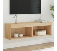 vidaXL Meuble TV avec Lumières LED, Armoire de Télévision Murale avec Rangement, Meuble Télé Suspendu Salon Salle de Séjour, Moderne, Chêne Sonoma