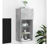vidaXL Meuble TV avec Lumières LED, Armoire de Télévision Murale avec Rangement, Meuble Télé Suspendu Salon Salle de Séjour, Moderne, Gris Béton