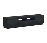 vidaXL Meuble TV LED HOORN 3 pc Noir Bois d'ingénierie