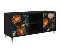 vidaXL Meuble TV LOCHEM 102 x 33 x 51 cm Chêne Noir Bois d'ingénierie, Meuble TV rectangulaire Moderne, Rangement spacieux, unité média stylée, lowboard Pratique pour intérieur