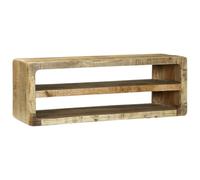 vidaXL Meuble TV 100 x 32 x 36 cm Marron Bois de manguier massif, rangement, étagères spacieuses