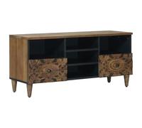 vidaXL Meuble TV Marron 100 x 33,5 x 46 cm Bois de Mangue Massif, Salon Moderne, Meuble TV Chic, unité de Divertissement, Console média, Cabinet stylé, Organisateur Fonctionnel