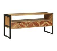 vidaXL Meuble TV Marron 100 x 35 x 50 cm Bois d'Acacia Massif, Salon Moderne, Meuble rectangulaire de Rangement multimédia, Cabinet TV Compact en Bois d'acacia stylé