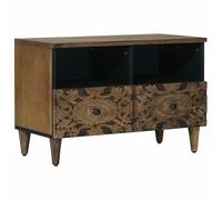 vidaXL Meuble TV Marron 70 x 33,5 x 46 cm Bois de Mangue Massif, Meuble TV en Bois de Mangue, Rangement rectangulaire, déco Fun pour Salon, Solution média Indoor