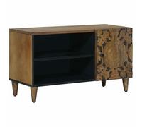 vidaXL Meuble TV Marron 80 x 31,5 x 46 cm Bois de Mangue Massif, Salon Moderne, Meuble TV rectangulaire, Console média Chic, Rangement Fonctionnel, Cabinet élégant