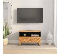 vidaXL Meuble TV 356784 – Bois massif de manguier, pieds, marron et noir