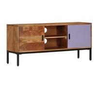 vidaXL Meuble TV Marron miel et gris 110x30x50 cm Bois massif d'acacia337076 Brun G