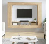 vidaXL Meuble TV, Meuble de Télévision Suspendu avec Étagère Latérales, Meuble Multimédia Mural avec Rangement Salon, Moderne, Chêne Sonoma Bois d'Ingénierie