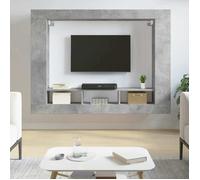 vidaXL Meuble TV suspendu – étagères latérales, gris béton, bois d'ingénierie, 152x22x113 cm
