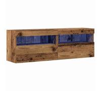 vidaXL Meuble TV Mural 2 pc Bois Ancien Bois d'ingénierie | La bande LED intégrée crée une ambiance sympa, La finition rustique donne du cachet à ta déco,