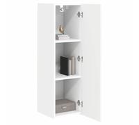 vidaXL Meuble TV mural 2 pièces – Blanc, bois d'ingénierie, 30x31x100 cm, 2 portes, 6 étagères