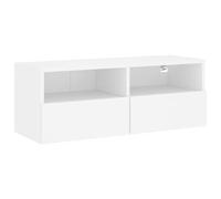 vidaXL Meuble TV Mural, Armoire de Télévision Suspendue avec Compartiment, Meuble Télé Flottant avec Rangement, Moderne, Blanc Bois d'Ingénierie