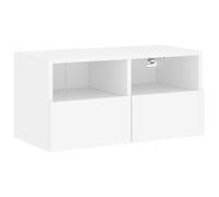 vidaXL Meuble TV Mural, Armoire de Télévision Suspendue avec Compartiments, Meuble Télé Flottant avec Rangement, Moderne, Blanc Bois d'Ingénierie