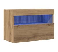 vidaXL Meuble TV Mural avec LED chêne Artisanal 60 x 30 x 40 cm, Meuble TV Moderne pour Salon, Cabinet rectangulaire Mural, Rangement Gain de Place, éclairage LED Dynamique