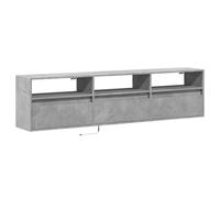 vidaXL Meuble TV Mural avec LED Gris béton 180x31x45 cm, Meuble TV Flottant, Meuble multimédia Mural, unité TV Murale, Armoire TV Murale