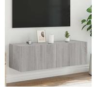 vidaXL Meuble TV Mural avec Lumières LED, Armoire de Télévision Suspendue avec Rangement, Meuble Télé Flottant, Moderne, 837300