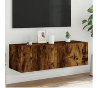 vidaXL Meuble TV mural – Armoire TV suspendue moderne LED, rangement, chêne fumé